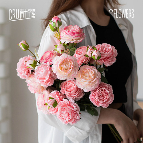 多头牡丹花仿真花轻奢花艺摆件