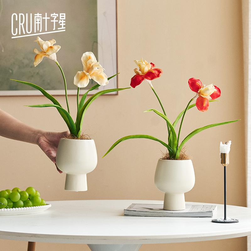 高档鸢尾盆栽仿真花电视柜摆设