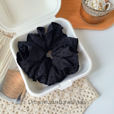 Dreamtown小黑裙～独立手作设计感发圈优雅赫本风裙摆发饰