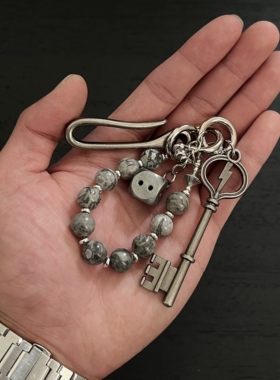 地图石手作串珠钥匙挂扣复古时尚cleanfit质感穿搭单品