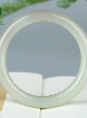 和田玉手镯女款玉镯子青白淡紫