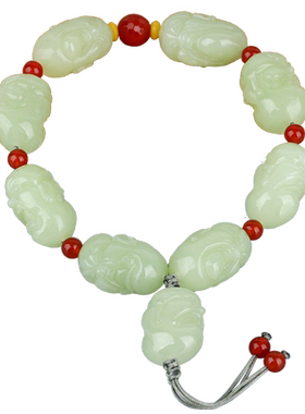 和田玉黄玉十八罗汉手串男款