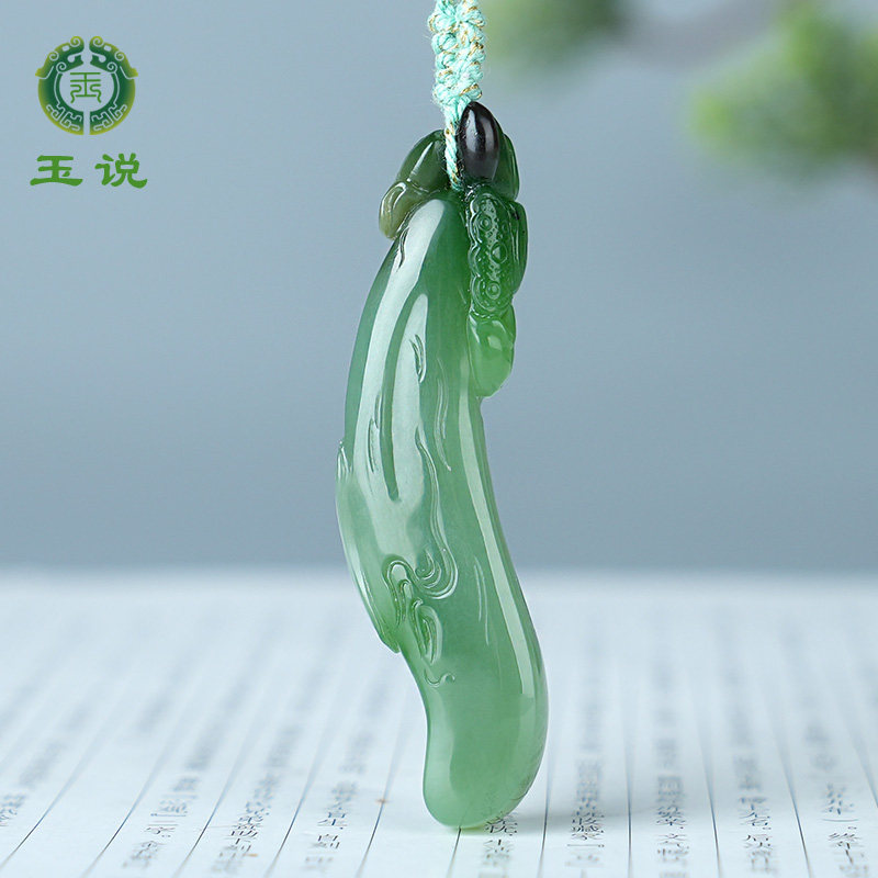 玉说和田玉荷花莲蓬吊坠女款玉坠三色碧玉荷塘雅韵玉佩玉石挂件