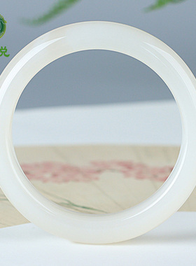 和田玉手镯女款玉镯子藕粉