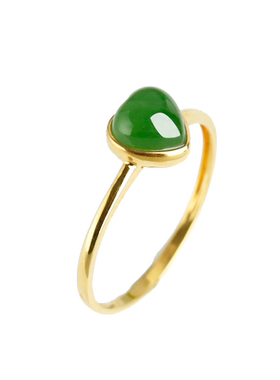 和田玉戒指女款Ｋ金镶嵌