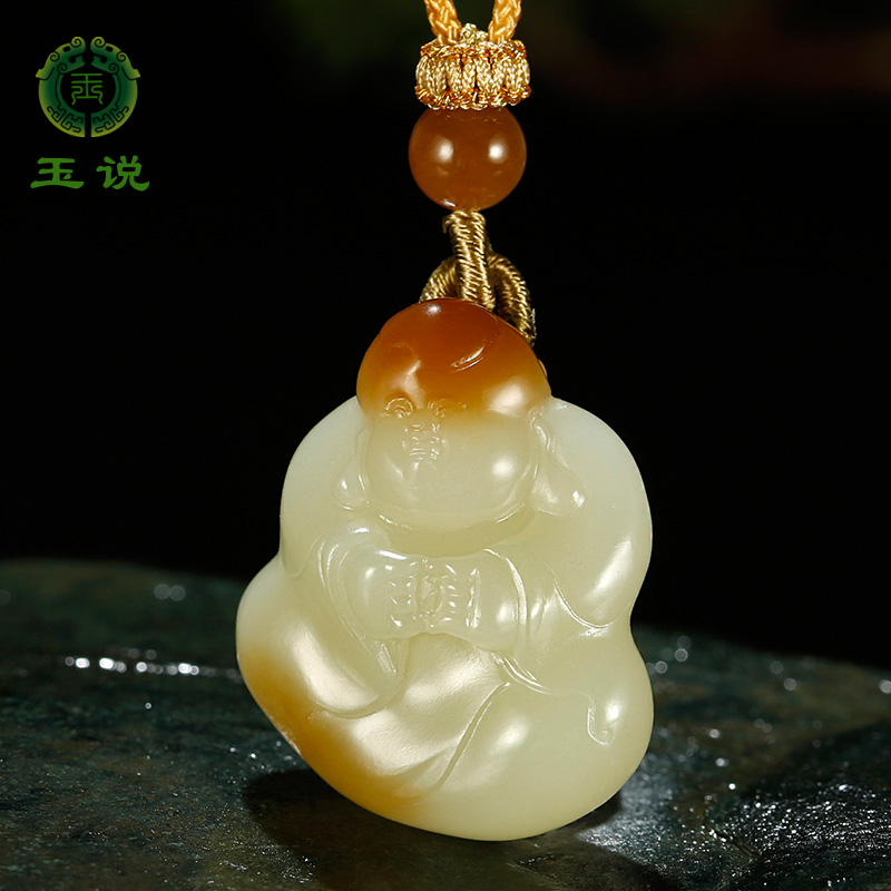 和田玉童子吊坠男女款玉坠
