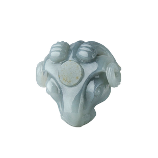 玉说和田玉青花生肖羊吊坠男款玉坠羊头玉佩立体玉石挂件附证书