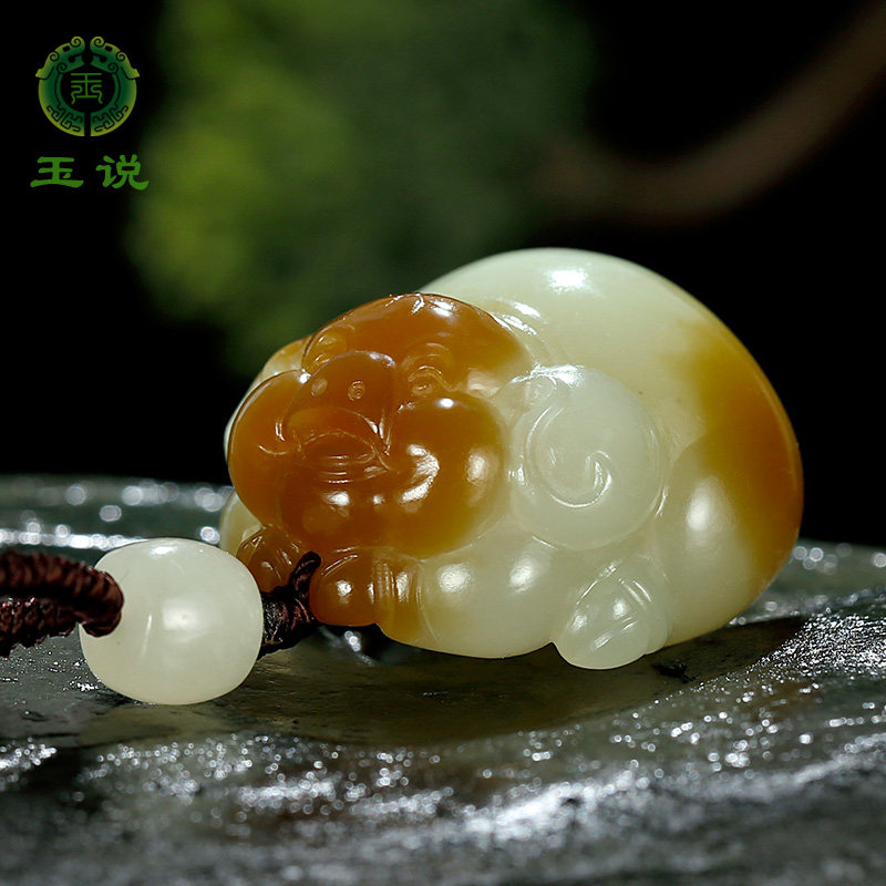 玉说【福豚】和田玉生肖猪吊坠男款玉坠且末糖青白玉鸿运当头玉猪