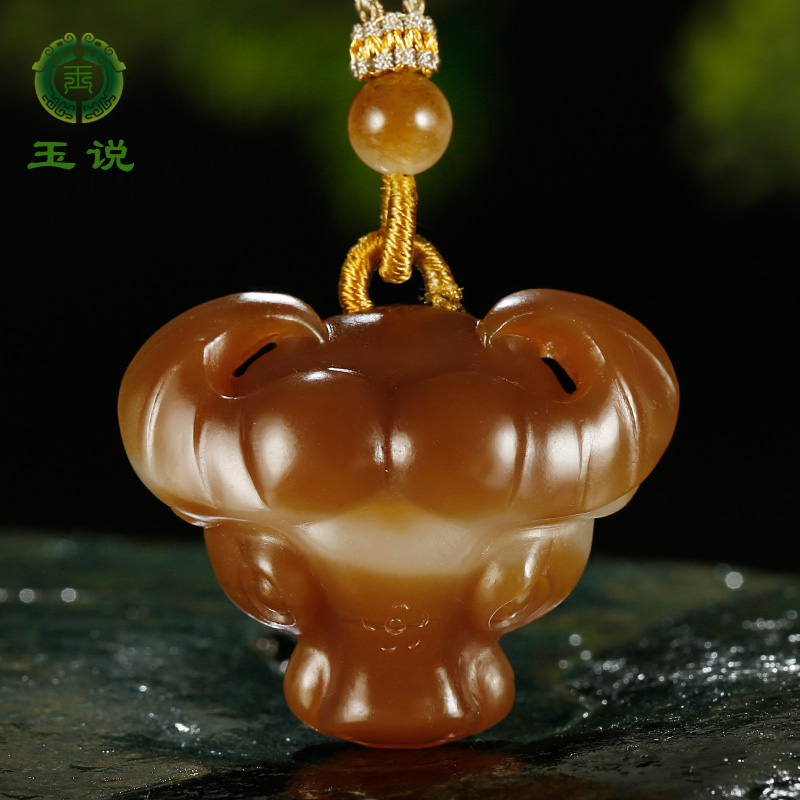 和田玉生肖牛头吊坠男女款玉坠
