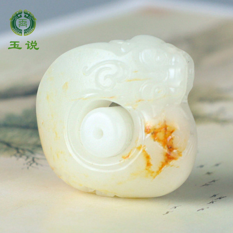 玉说和田玉籽料貔貅手把件洒金皮玉扳指圆满富贵玉手饰附证书WY