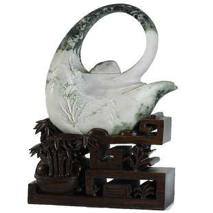 玉说独山玉壶摆件绿白兰花壶悬壶济世南阳玉客厅办公室桌面摆设D