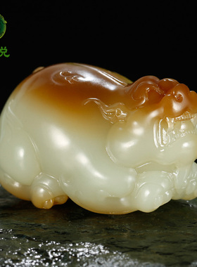 和田玉貔貅手把件男款