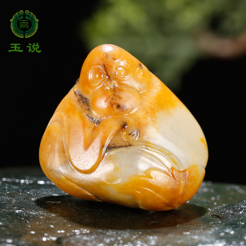 玉说和田玉新疆黄沁皮籽料生肖猴吊坠男女款玉坠立体猴子玉石挂件