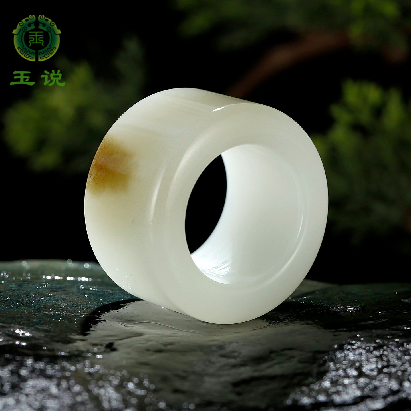和田玉扳指男款糖白羊脂玉