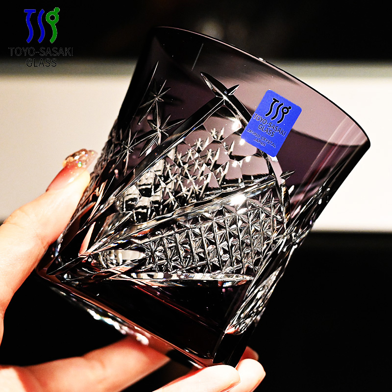 日本进口东洋佐佐木手工切子水晶玻璃轻奢威士忌洋酒杯子送礼品盒