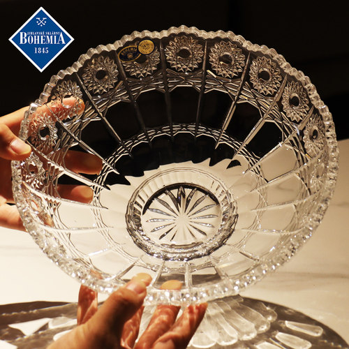 捷克BOHEMIA手工水晶玻璃果盘