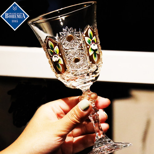 捷克BOHEMIA水晶珐琅红酒杯