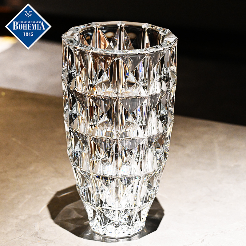 捷克进口水晶玻璃大花瓶桌面摆件