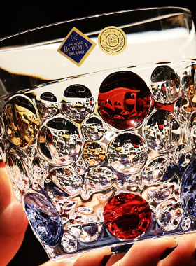 捷克BOHEMIA进口水晶玻璃炫彩色XO威士忌烈酒杯洋酒杯果汁水杯子