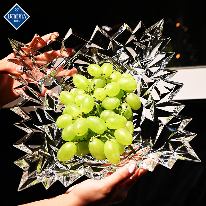 捷克进口水晶玻璃冰河果盘果篓