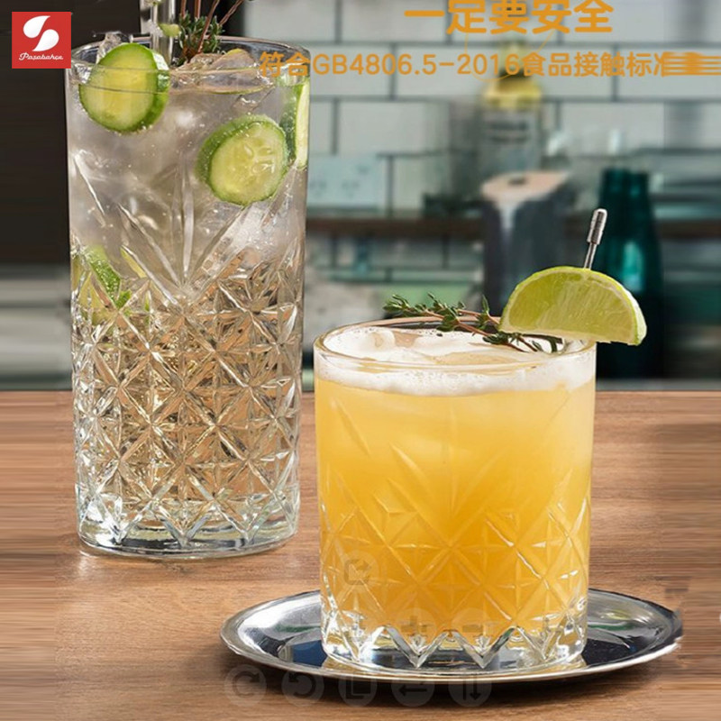 帕莎帕琦创意竖纹进口玻璃果汁杯ins透明平底咖啡杯威士忌洋酒杯