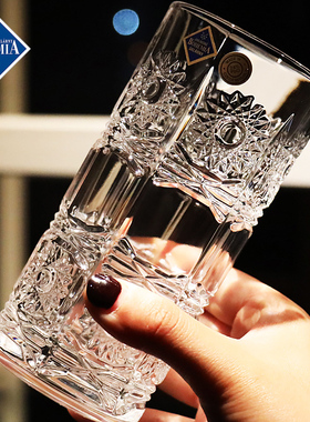 捷克BOHEMIA进口水晶玻璃xo威士忌杯洋酒杯刻花高水杯果汁饮料杯