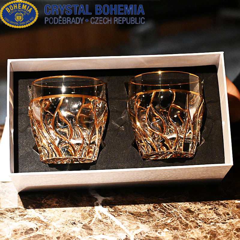 BOHEMIA水晶玻璃描金威士忌对杯