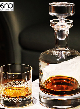 Krosno进口水晶玻璃手工轻奢带盖密封威士忌洋酒樽烈酒瓶壶具套装