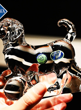 捷克进口水晶玻璃小狗摆件装饰