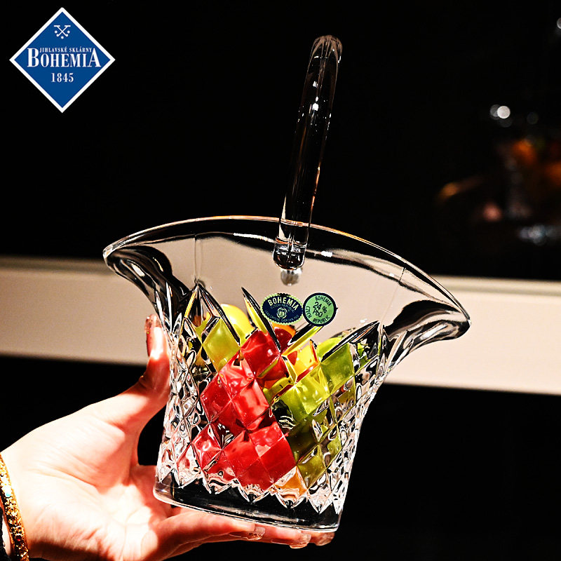 捷克进口BOHEMIA水晶玻璃手提花篮果篮果盘果斗奢华礼品饰品摆件,餐饮具,果盆/果盘/果篮,淘宝优惠券,粉丝福利购,淘宝优惠卷