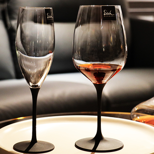 德国Eisch进口手工水晶玻璃黑杆高脚红葡萄酒香槟酒杯子送礼品物