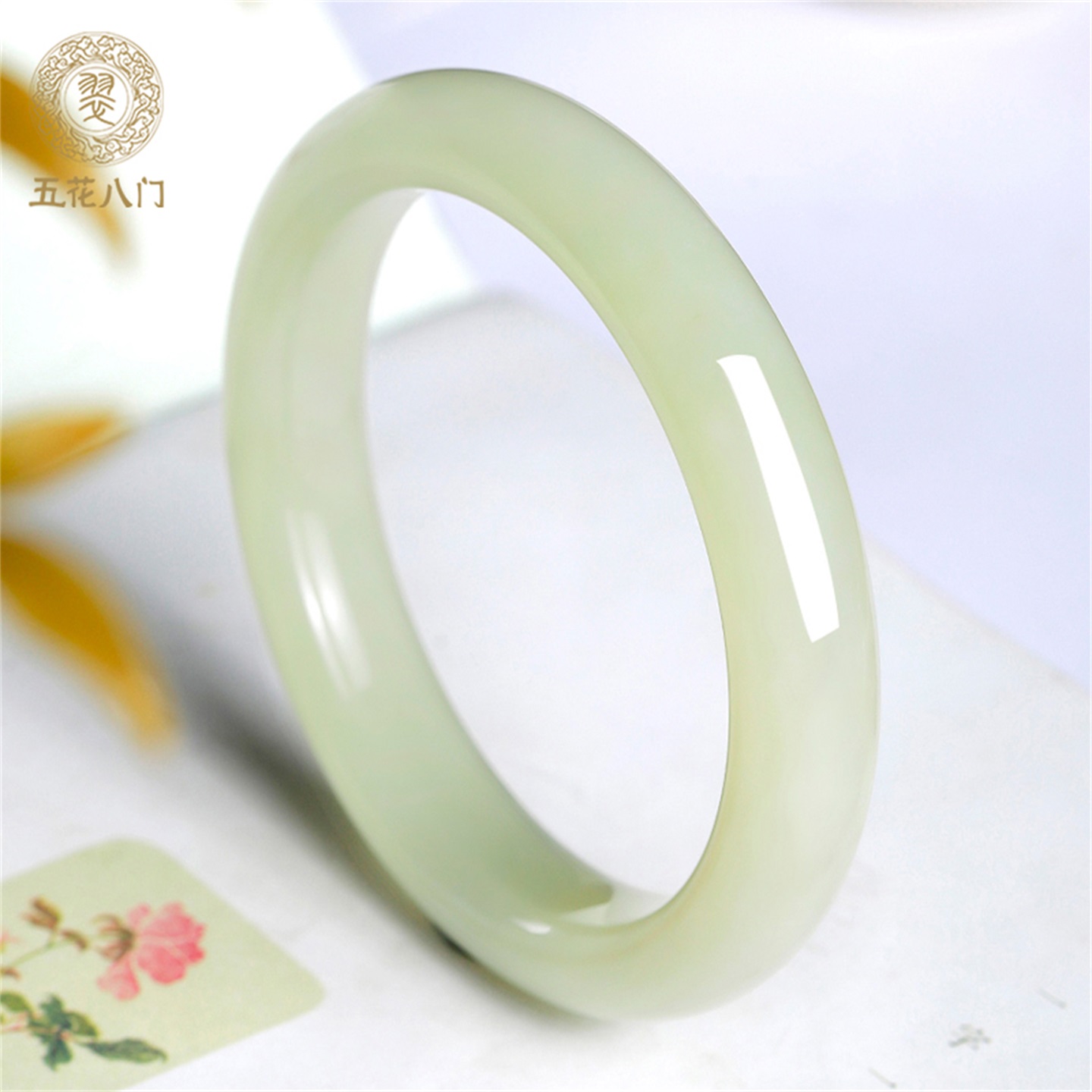 五花八门和田玉手镯天然平安镯晴水真正玉镯子女款正品官方旗舰店