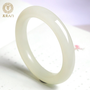 五花八门天然正品 和田玉青白玉手镯女士真正青海料晴水玉镯子女款