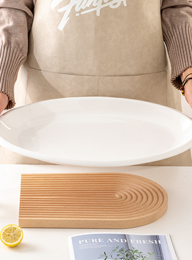鱼盘家用2025新款纯白好看的长鱼盘椭圆加厚特大号蒸鱼盛鱼盘子