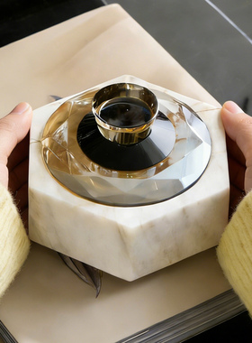 中古风大理石糖果罐桌面摆件