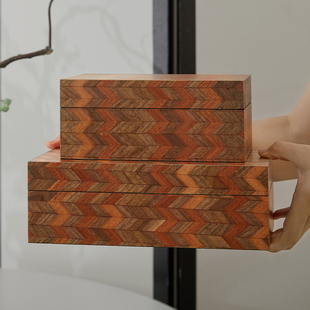 自然诧寂风生活馆民宿酒店装饰柜子开放格上摆件收纳盒装饰盒子