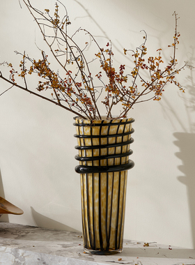 复古轻奢缠丝玻璃小花器摆件装饰