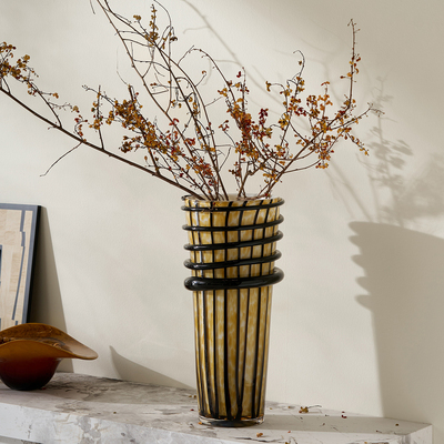 复古轻奢缠丝玻璃小花器摆件装饰