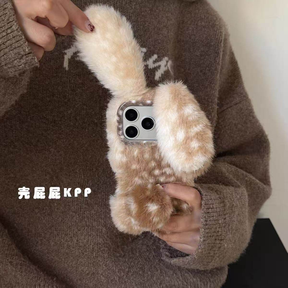 秋冬t2x网红vivoy37兔子手机壳适用IQOO15/12/13女VIVO IQOONEO10s pro简约iqooz9/z8/Z7/z6毛绒y50保暖neo11
