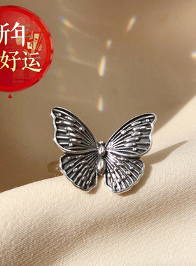 925纯银开口蝴蝶戒指女ins潮时尚