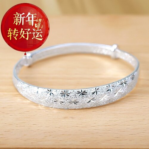 满天星银手镯9999纯v银手镯女宽