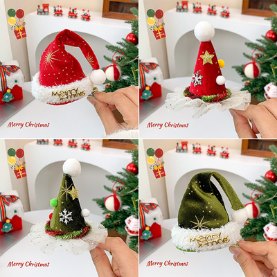 圣诞节饰品圣诞帽夹发夹可爱麋鹿角头饰成人儿童发饰节日装扮道具