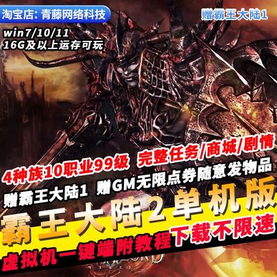 霸王大陆2单机版99级10职业完整任务商城GM无限点券刷装备PC网游