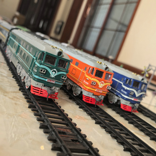 东风4B内燃机绿皮超长轨道电动小火车和谐号列车复古仿真男孩玩具