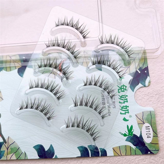 兔奶奶M104鱼尾型超自然假睫毛COS芭比簇状透明梗卷翘眼睫毛女