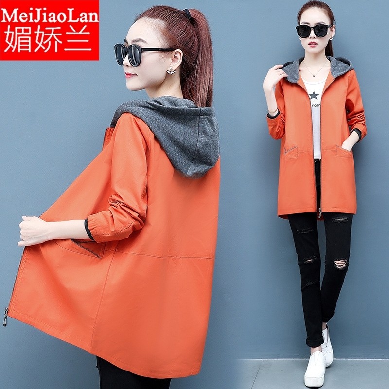 媚娇兰风衣2021秋冬季新款简约休闲洋气减龄大码妈妈装中长款上衣