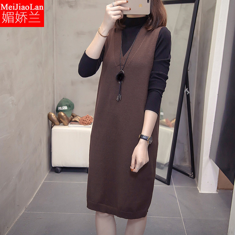 200斤大码女装春秋冬胖mm连衣裙针织两件套加肥200斤胖妹妹宽松潮