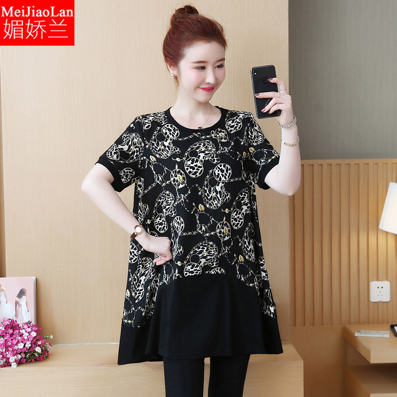 大码复古胖mm显瘦减龄40至50岁的连衣裙遮肚很仙的法国小众连衣裙