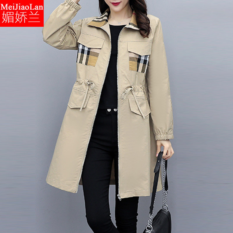 大码女装2020春秋外穿时尚气质中长款风衣女宽松遮肚大气外套胖mm