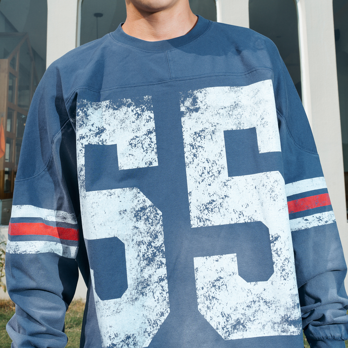 Eusoueu水洗做旧复古橄榄球服